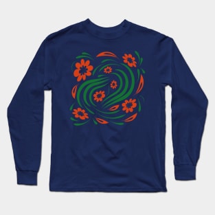 Folk flowers floral art print Flowers abstract art Long Sleeve T-Shirt